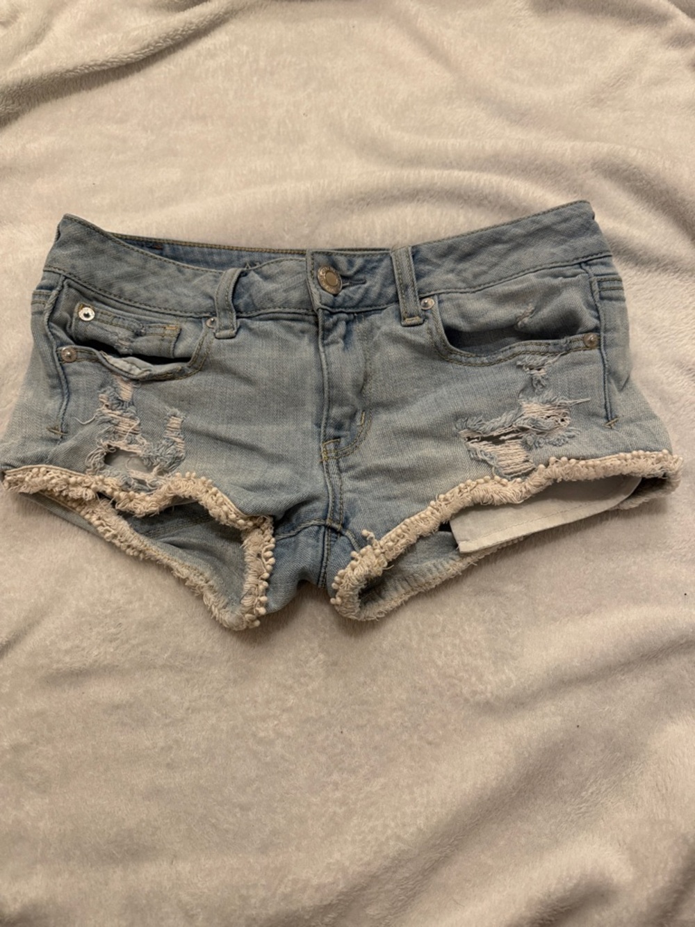 American Eagle Outfitters Light Blue Distressed Denim Cutoff Shorts